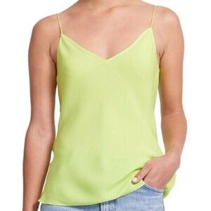 NWT Theory Neon Green Camisole Top Large L Silk Georgette Tank Summer Bright